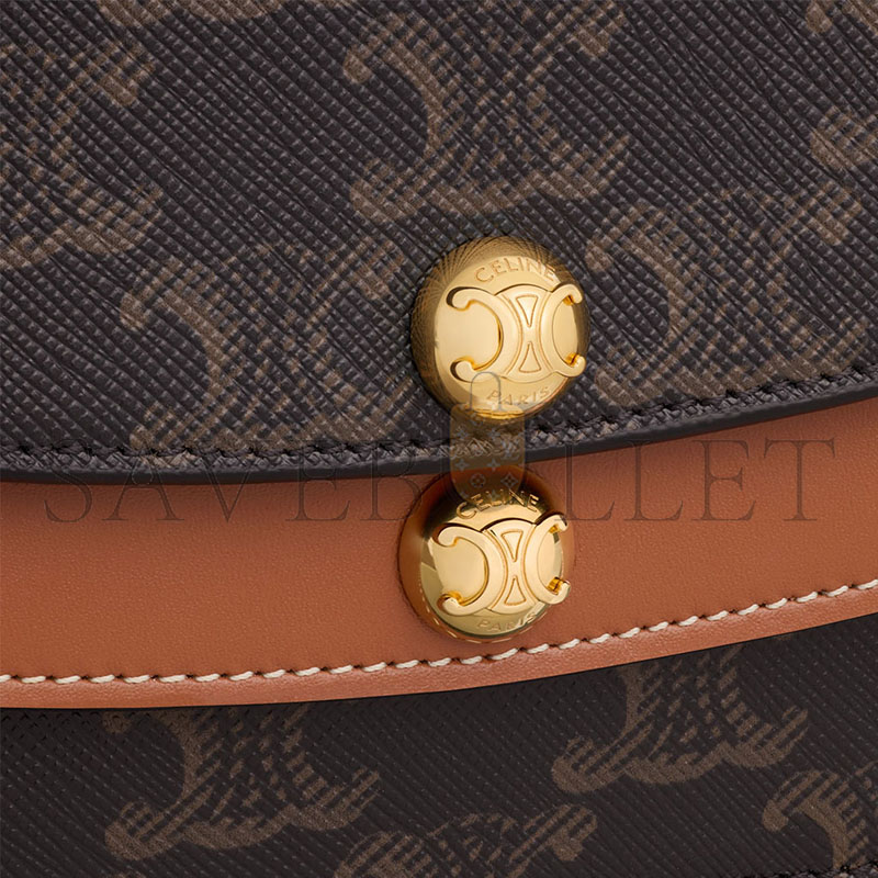 Ce1i*e duo wallet on strap in triomphe canvas and calfskin 10p672gvl.04lu (20*13*6cm)